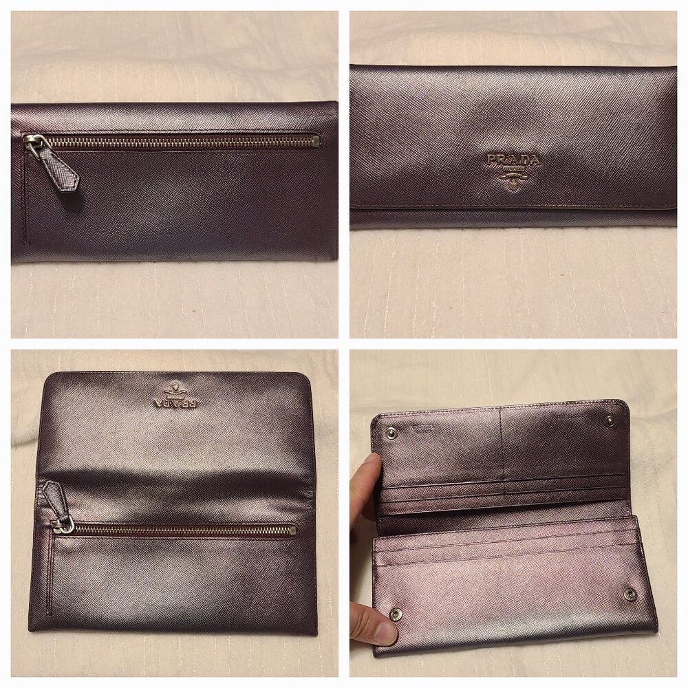 Prada Metalica Purple Long Wallet